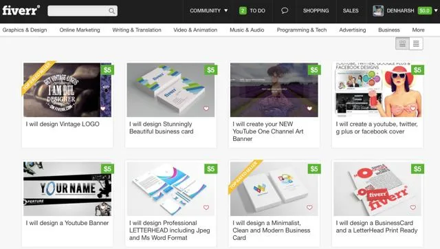 Fiverr Example Listings