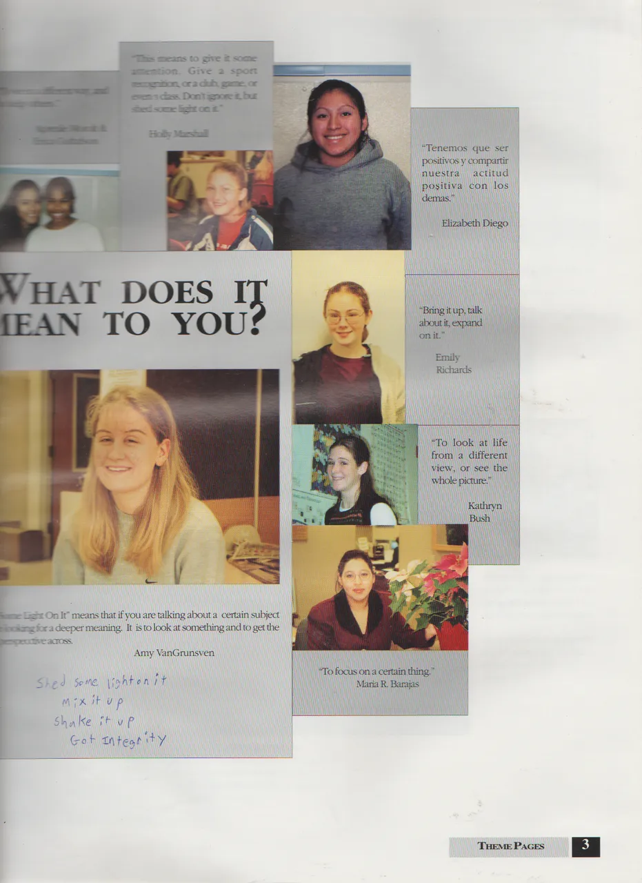 2000-2001 FGHS Yearbook Page 03 Erica & Poem Integrity Mix it Up.png