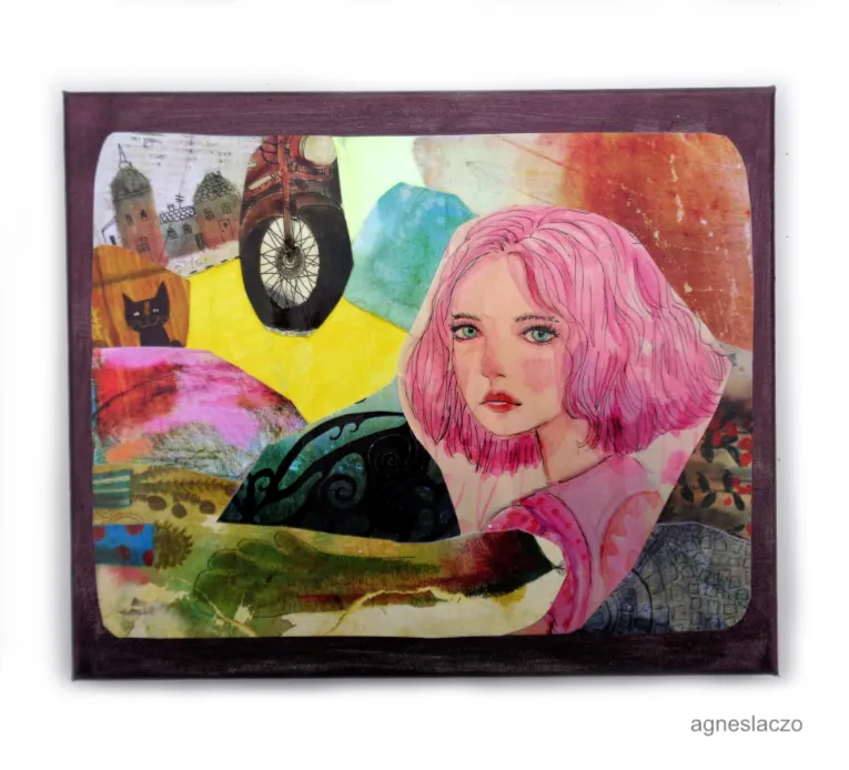 agnes laczo art painting collage mixed media colorful beautiful girl.jpg