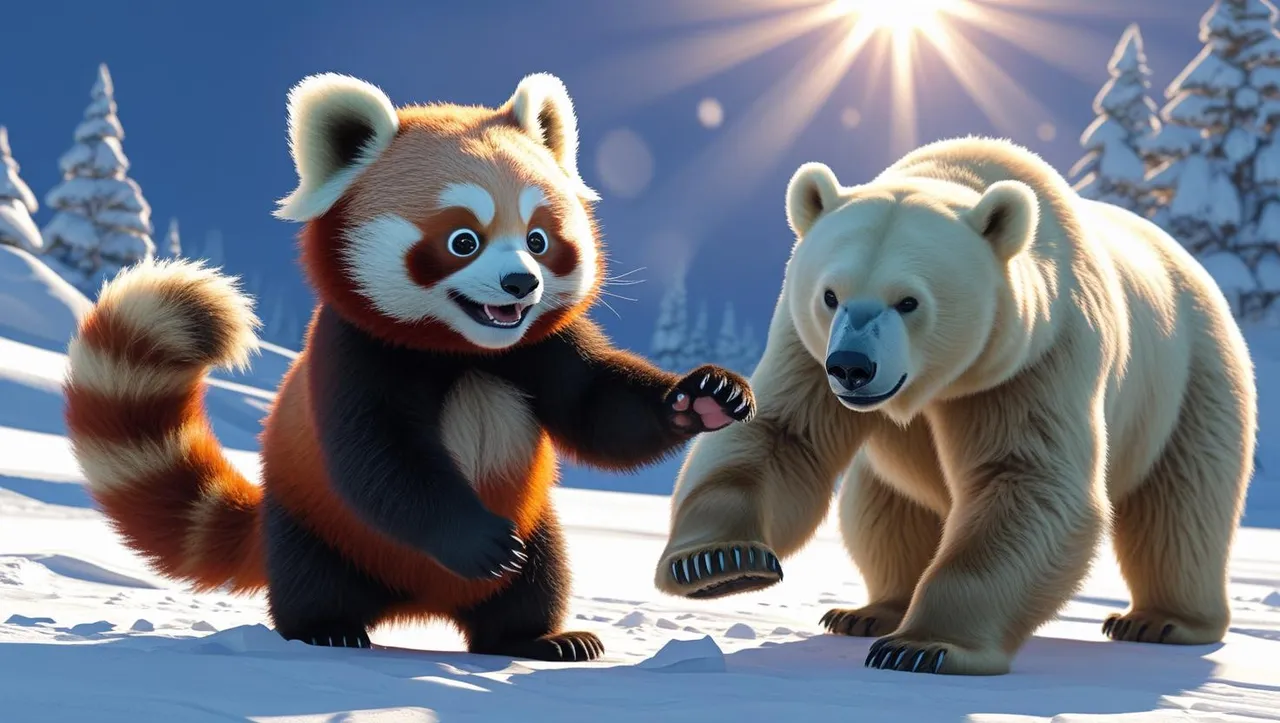 Un oso panda rojo muy tierno con dos osos polares _20250520_233527_0000.jpg