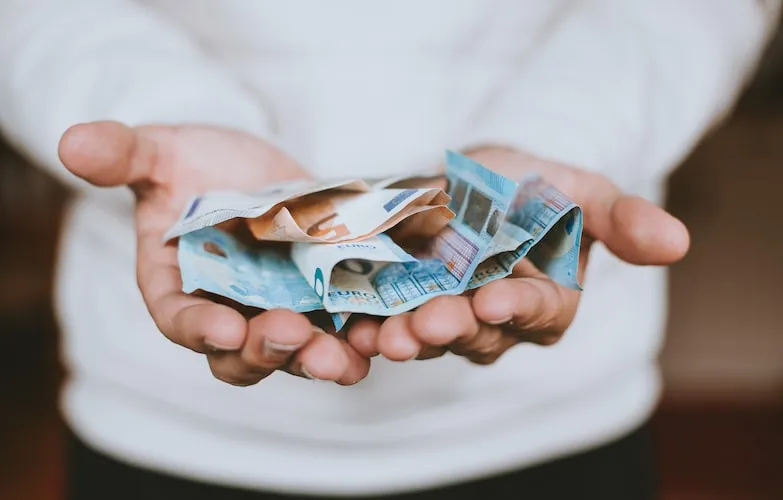 hand full of money