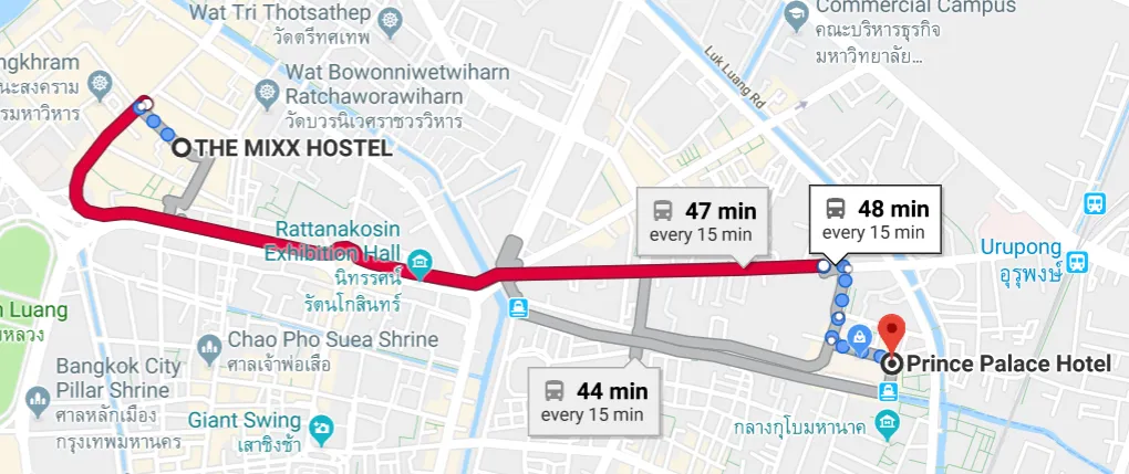 mixx hostel to prince hotel bangkok.PNG