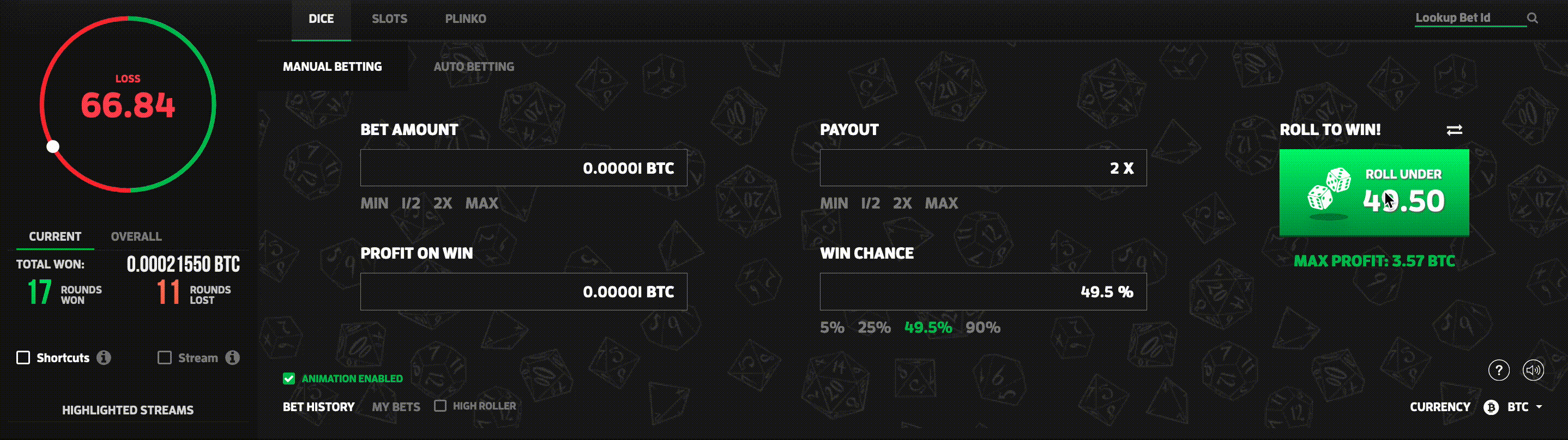 MintDice Bitcoin Dice Game BTC Dice.gif