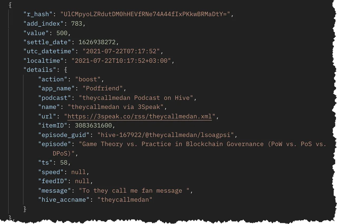 Streaming Sats raw data