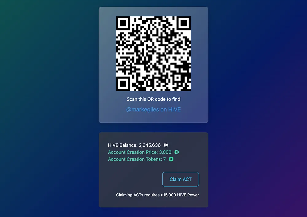 Claim ACTs and fund new user accounts through QR invite