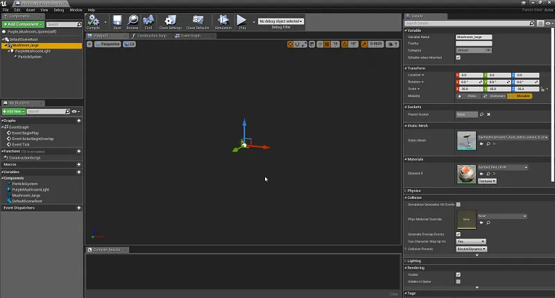 creating a blueprint and adding some lighting to a mushroom.png