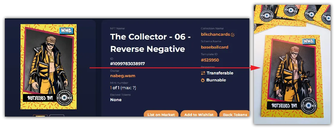 One of a kind, reverse negative "misprint" of 'The Collector'