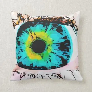 Eyeball SeaGreen EYE C U Throw Pillow