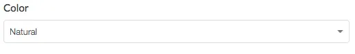The Color drop-down menu in Shopify