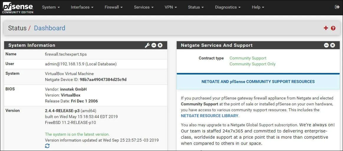 Pfsense dashboard