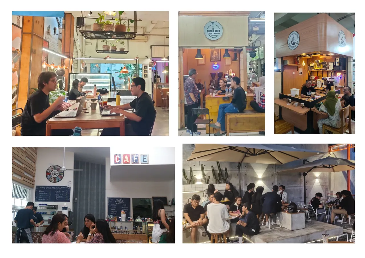 People spending time at coffee shop