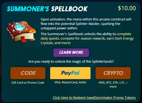 Splinterlands Summoner’s Spellbook.