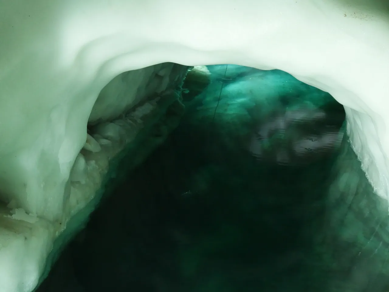 Underwater Lake in the Ice Cave Hintertux