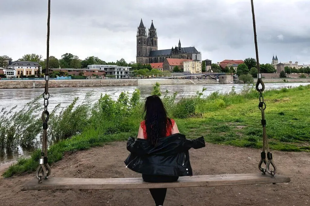 Magdeburg, Lift Bridge (Hubbrücke), and the swing with a view