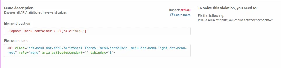 ARIA attributes must conform to valid values