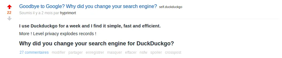 Reddit : Goodbye to Google? Why did you change your search engine?