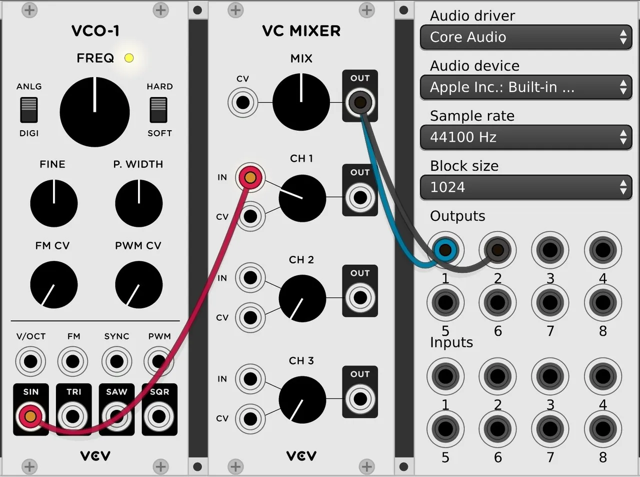 VCO1 to VC Mixer to Audio Interface.jpeg
