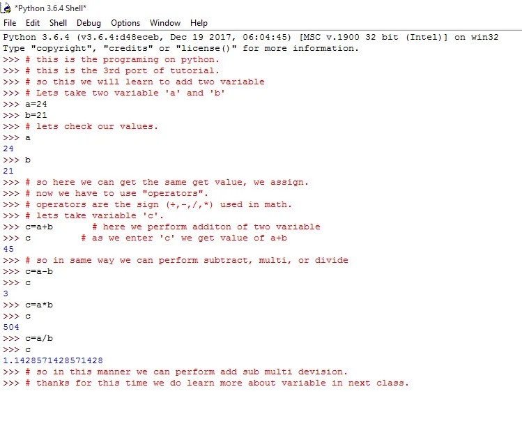 Python tutorial: Basic part #3 ( How to add variable and use of ope...