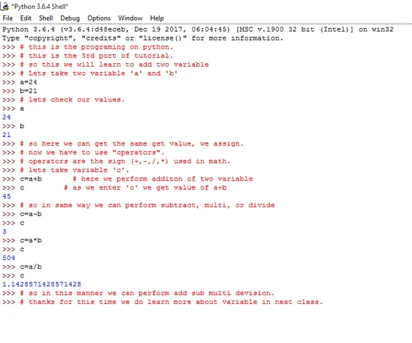 Python tutorial: Basic part #3 ( How to add variable and use of ope...