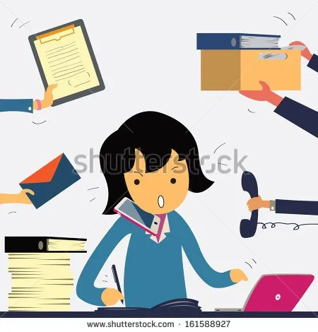 stock-vector-very-busy-business-woman-working-hard-on-her-desk-in-office-with-a-lot-of-paper-work-talking-on-161588927.jpg