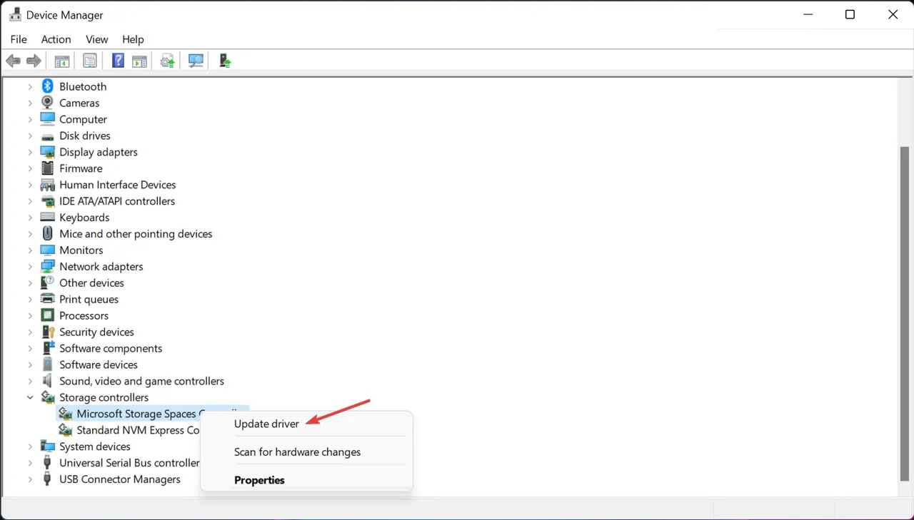 update-storage-space-driver