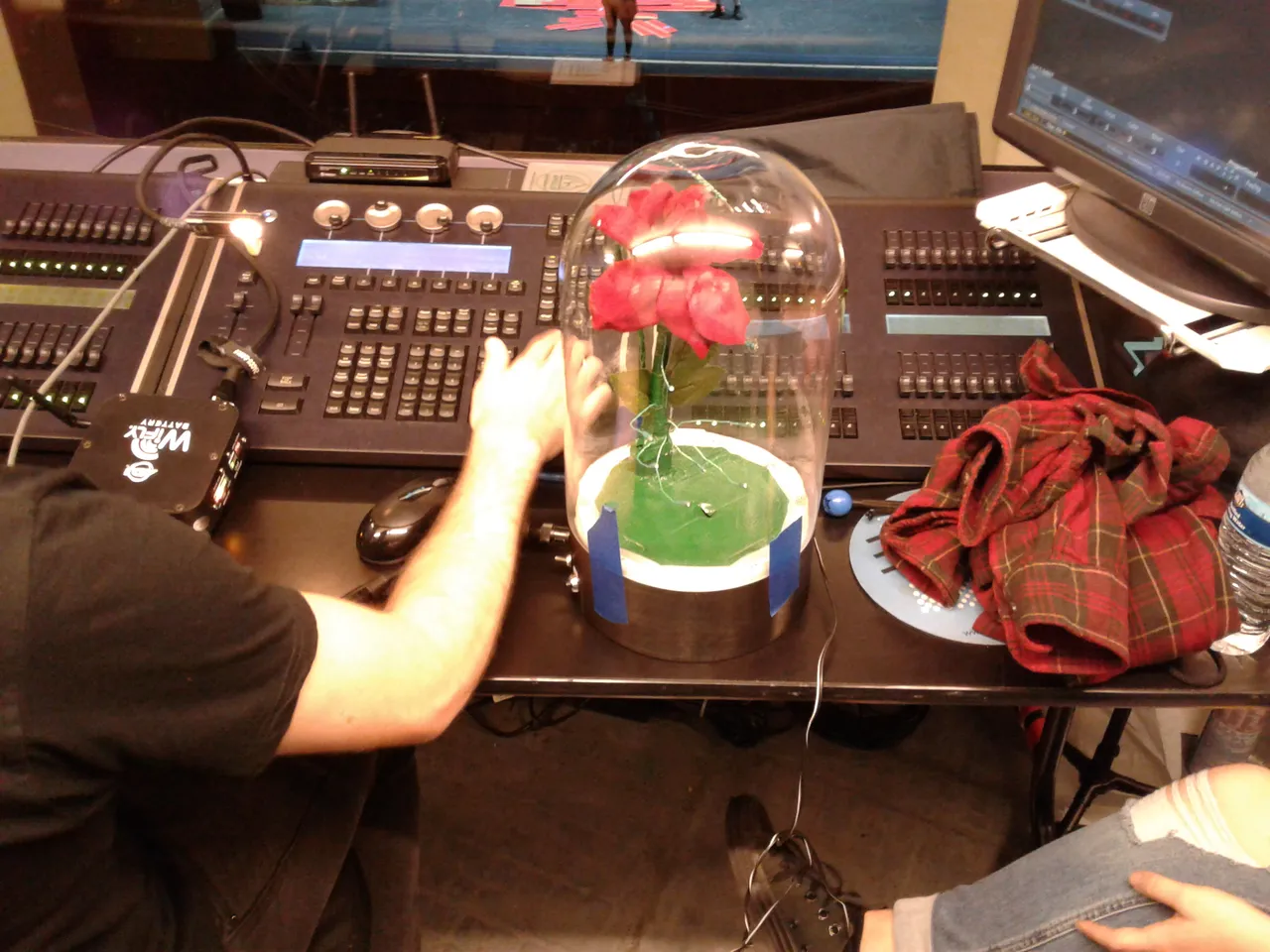 Up in the control booth with The Rose.