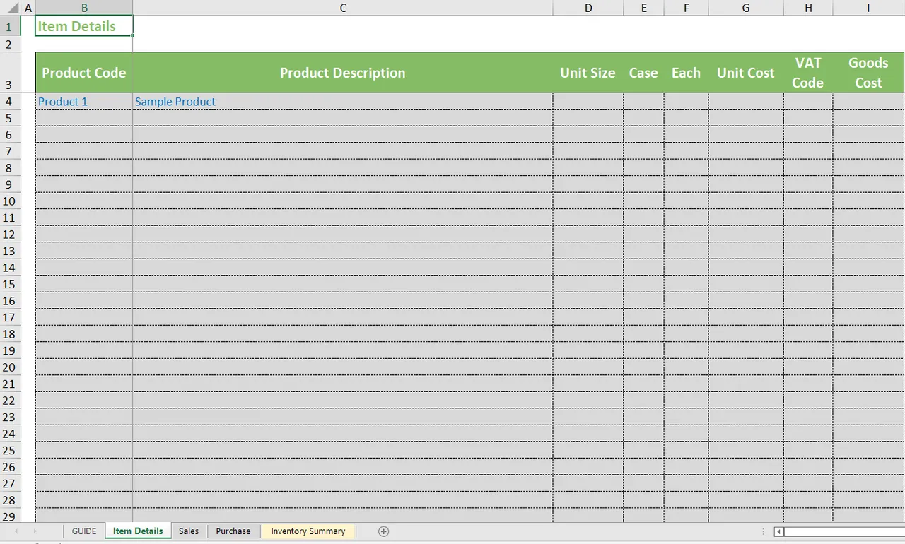 Simple Inventory Tracker Excel Template for Retail Business