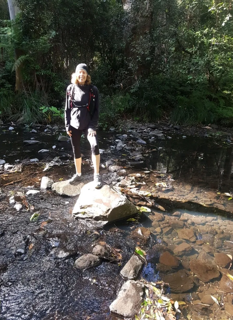 Caroline (Conscious Cat) as she crossed one of the many creek crossings on that walk.