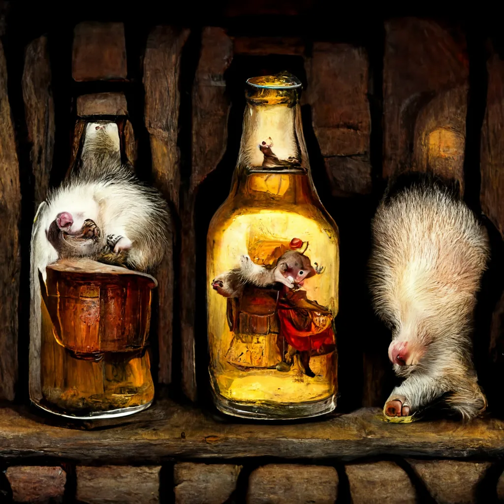 fairy tale alcoholic in a tavern ferret