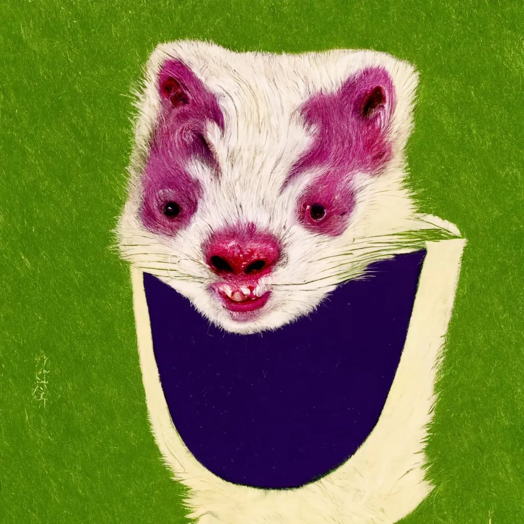 jovial alcohol ferret in the style of Bob Pepper