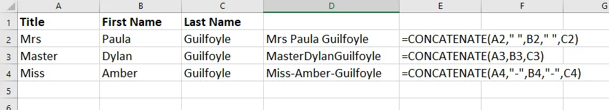 concatenation in excel