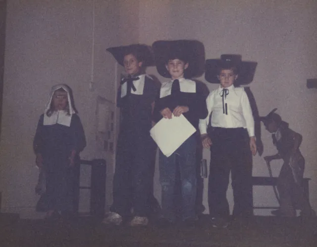 katie in friday school pilgrim play thanksgiving homeschool joeyarnoldvn arnold 1987