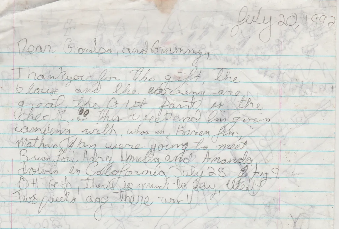1992-07-20 - Katie's letter to grandpa Dick, grandma Skip - California July 25th to August 9th.jpg