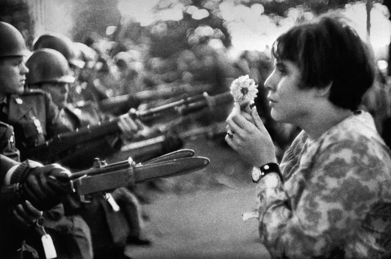 Flower and the Bayonet by Marc Riboud