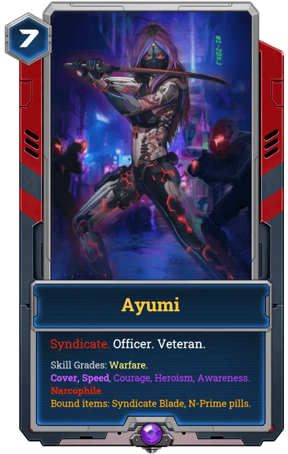 Ayumi is only acquired with a Syndicate Contract or taking the drop from market. Art by @shinoxl .