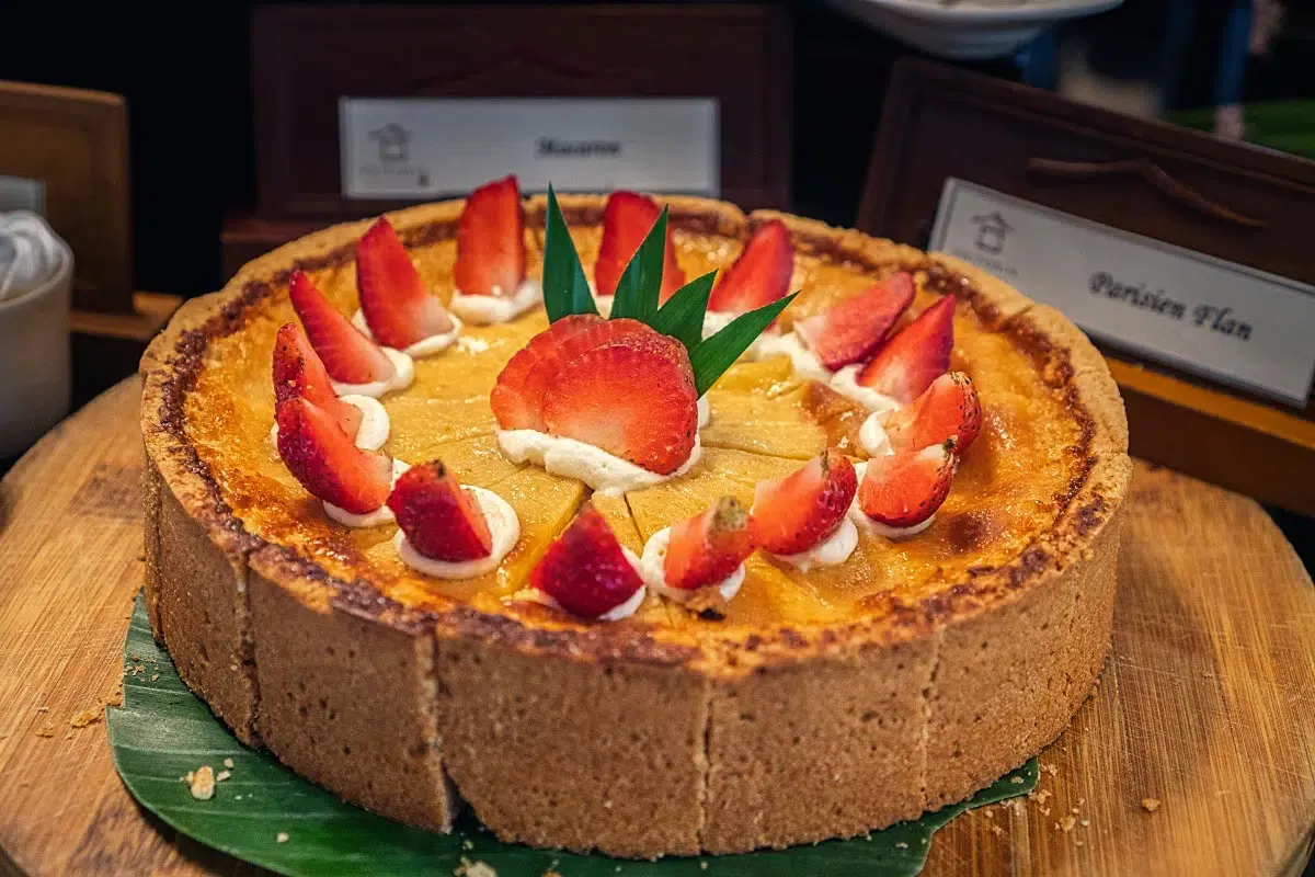 Luscious cheesecake with crumbly dough and the moist filling was a crowd-pleaser.