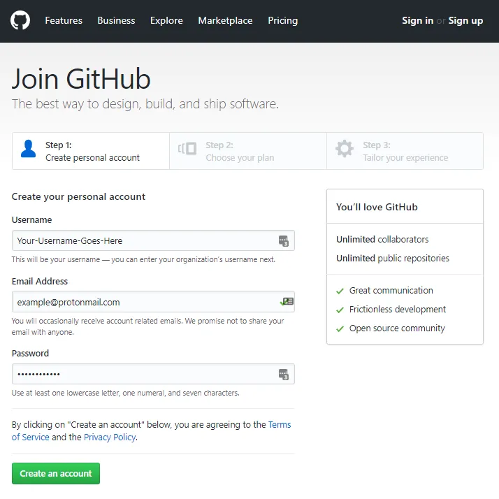 GitHub Signup