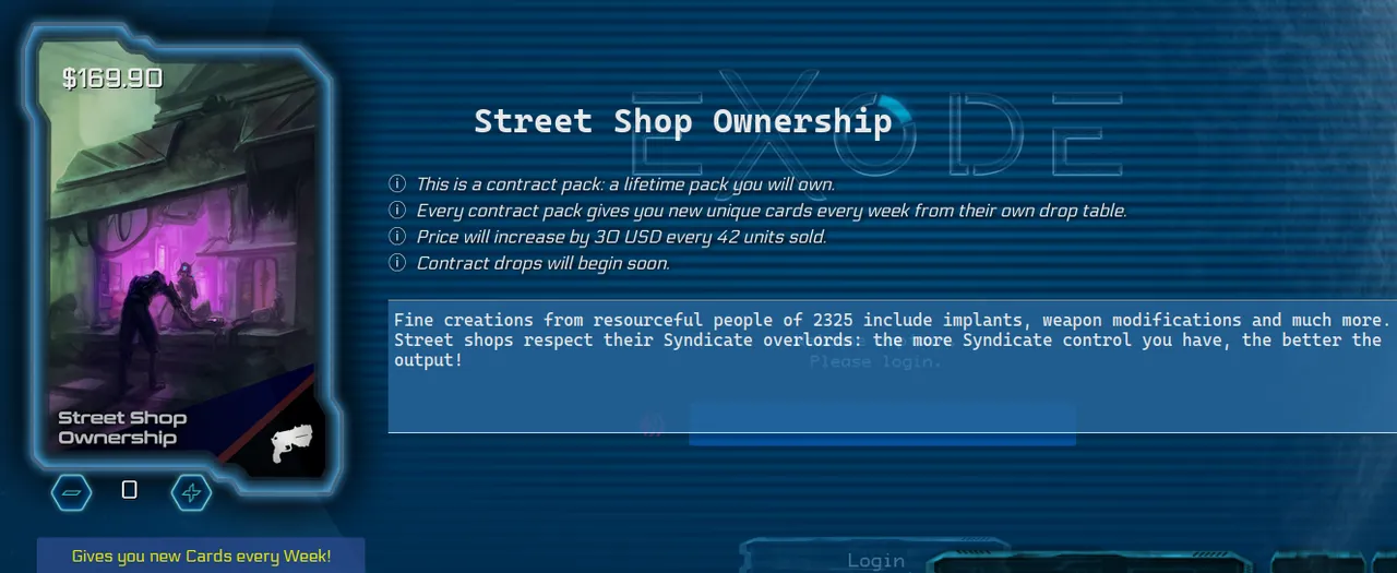 Street Shop contract in Exode