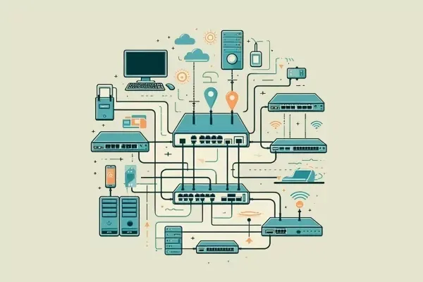 Connected network devices that represents network terminology