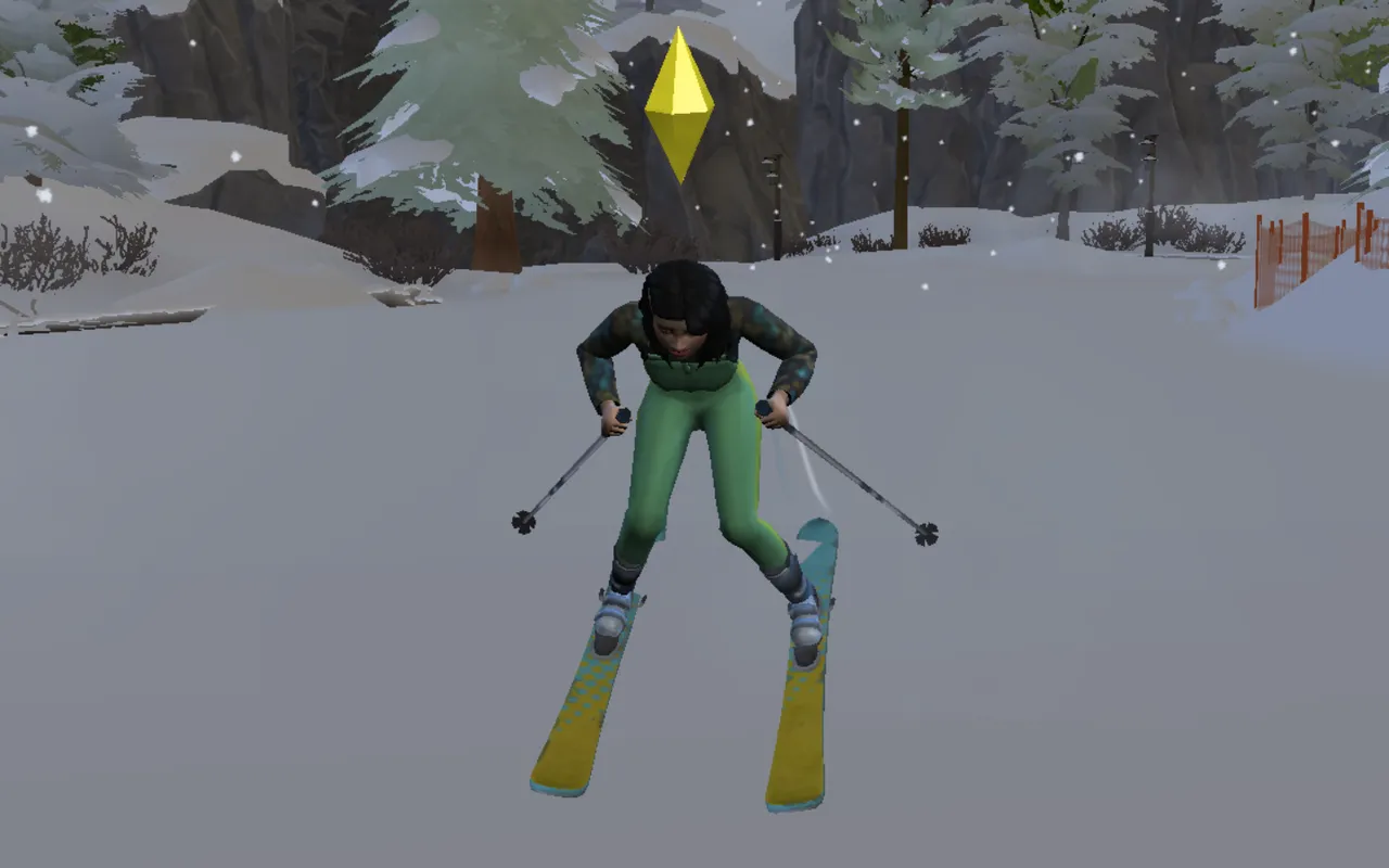 My sim first time she is skiing.
