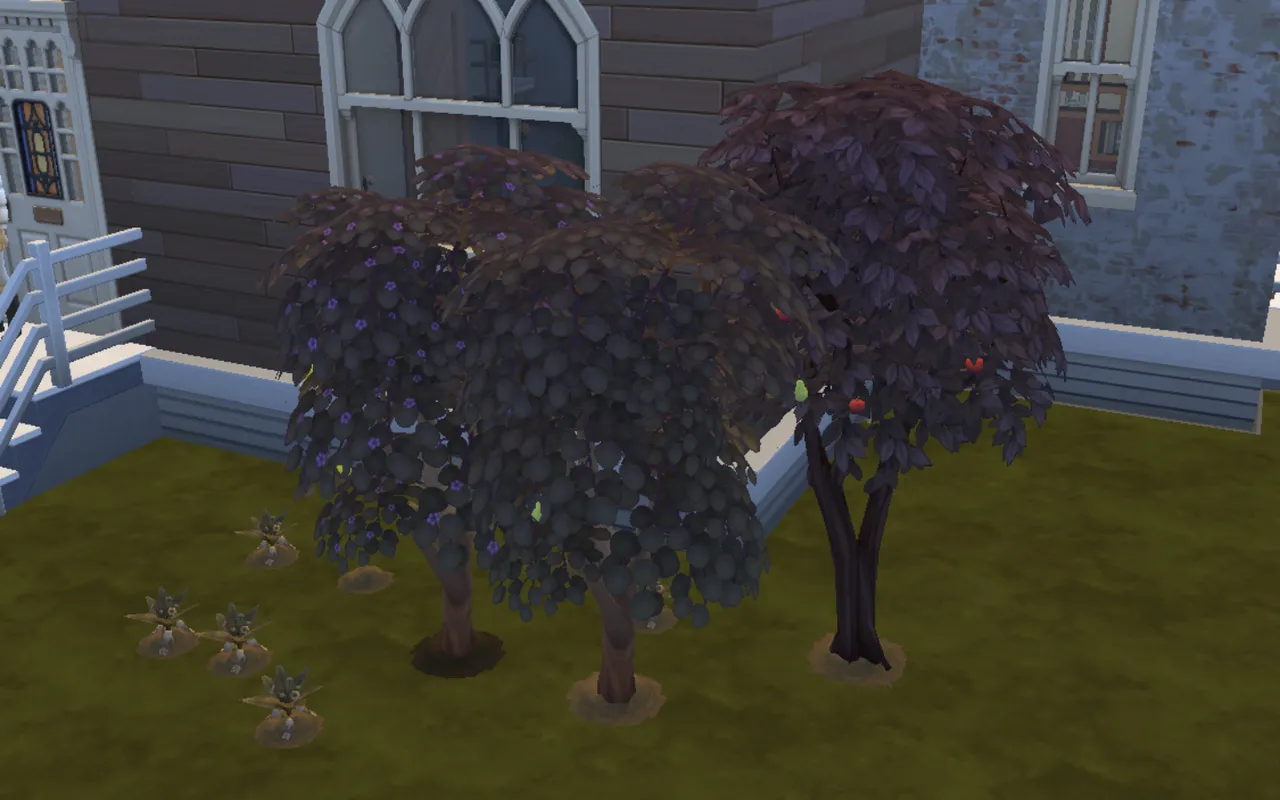 Not the prettiest trees in the world, but at least there is some fruits and herbs in my garden