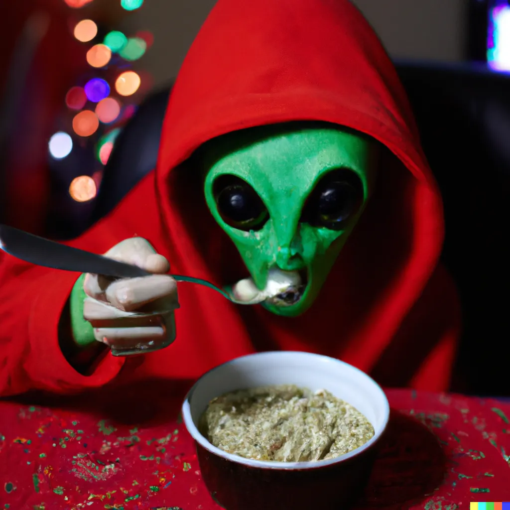 DALL·E 2022-10-02 21.12.07 - An alien with a santa hood eating cereal while listening to korn .png