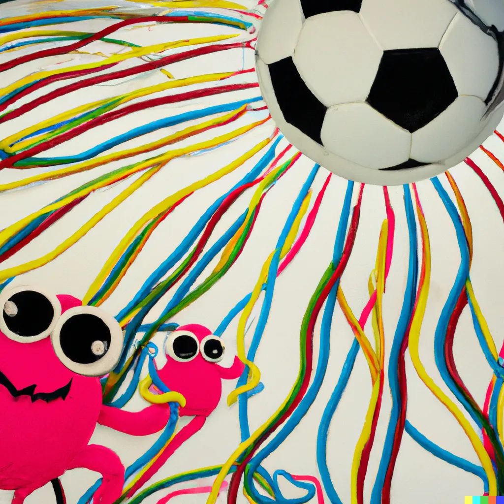 DALL·E 2023-02-06 00.13.20 - Spaghetti monsters playing soccer on a rainbow cotton candy planet with bouncing eyeball fans..png