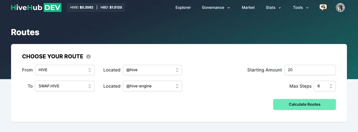 Token Routes sample interface