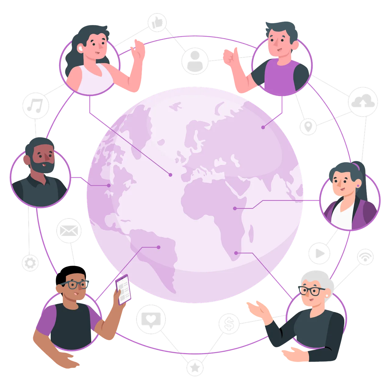 a picture of people connecting via the internet across the globe