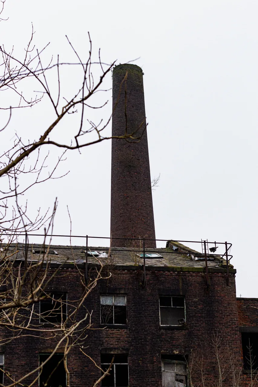Old Crimble Mill factory chimney outside Heywood Town, Greater manchester, England.jpg