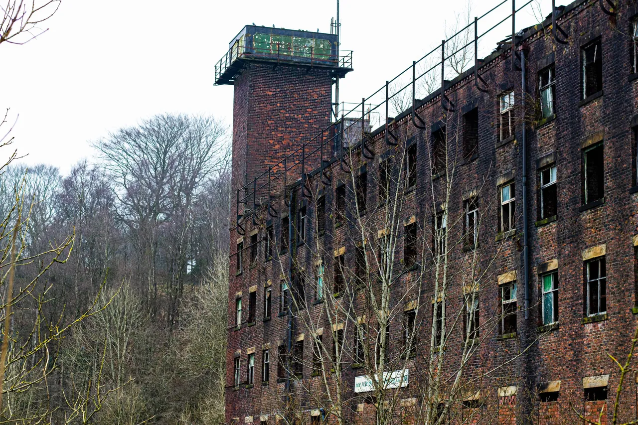 remains of the old Crimble Mill factory outside the town of Heywood, Greater Manchester, England.jpg
