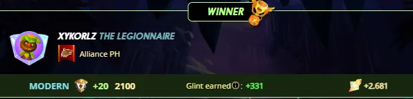 winner example GLINTS TOKENS