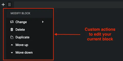 Actions menu