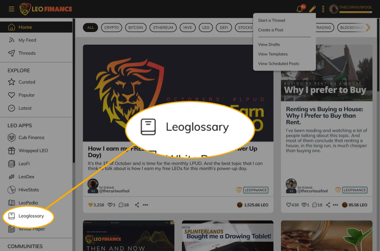 LeoFinance home  leoglossary hint.png